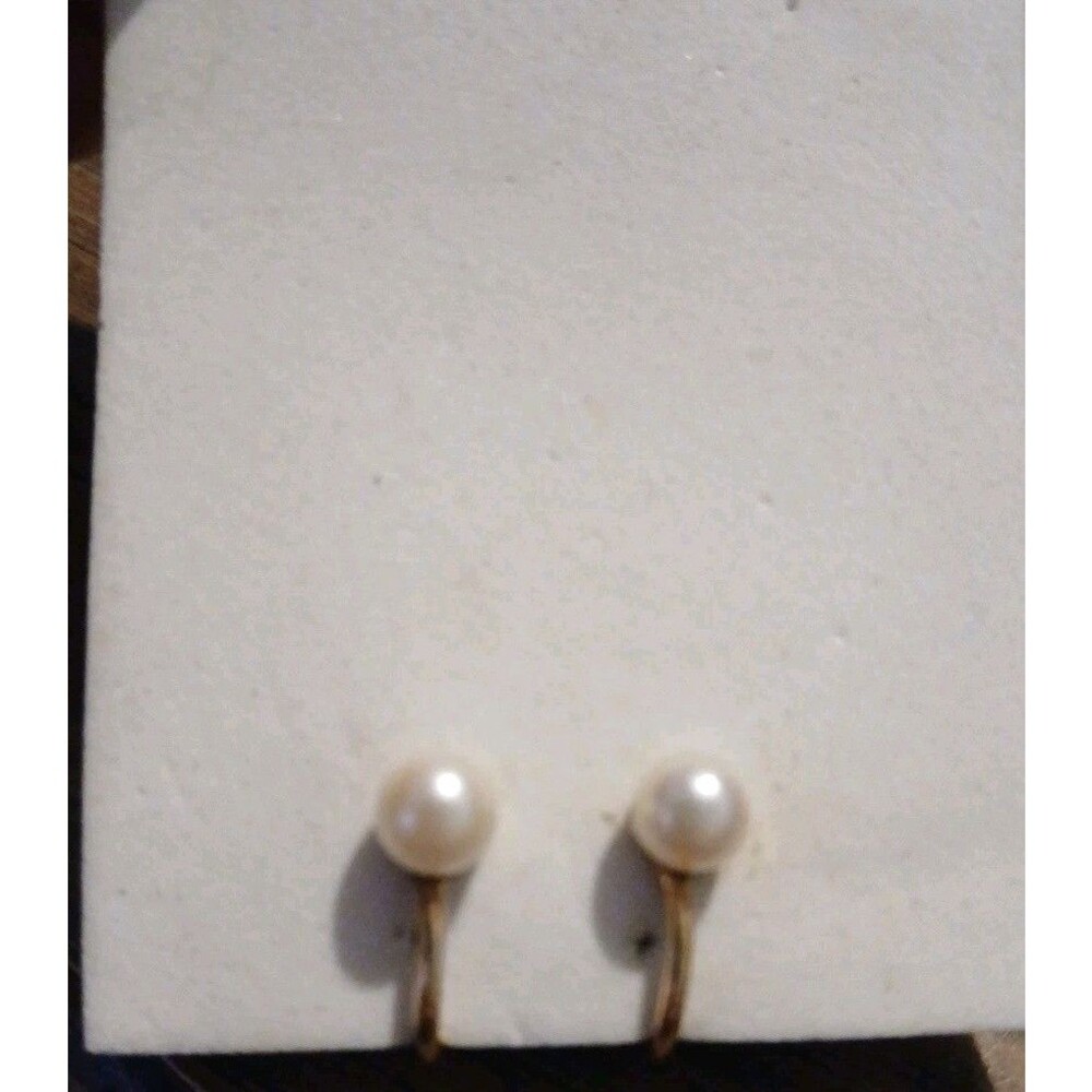 Vintage A&Z Chain Co Earrings 1/20 12Kt Gold Filled Faux Pearl Clip On